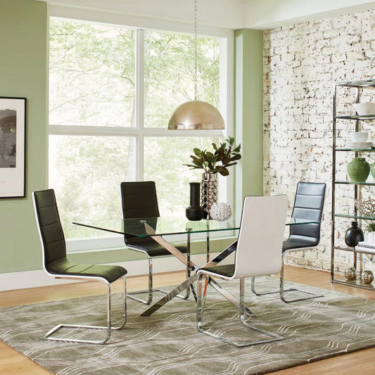 Carmelo - Rectangular Glass Top Dining Table - Chrome Dining Tables by CoasterEveryday - Walls Furniture & Mattress