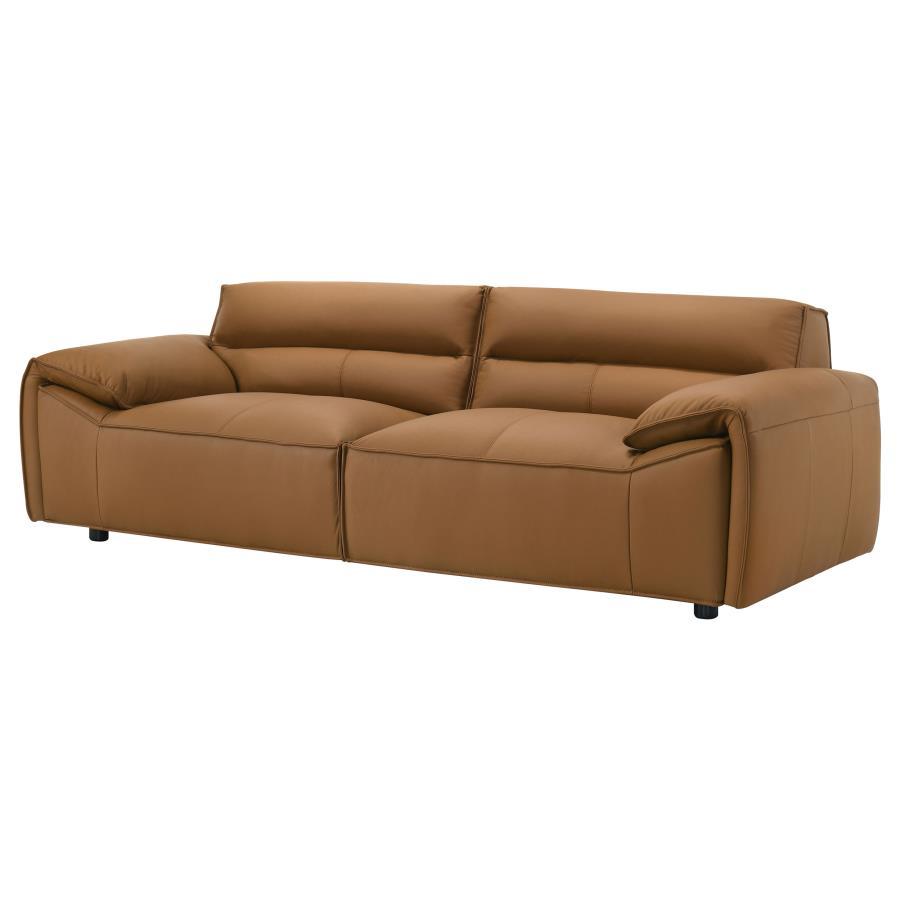 Buxton - Top Grain Leather Upholstered Sofa Stationary Sofas by Coaster Fine Furniture - Walls Furniture & Mattress
