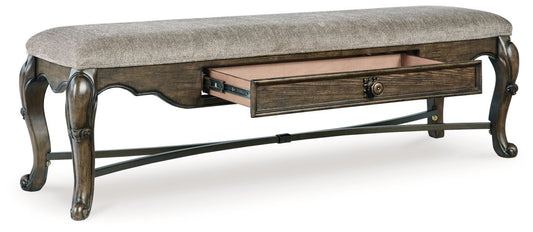 Maylee - Upholstered Storage Bench - Dark Brown Storage Benches by Signature Design by Ashley® - Walls Furniture & Mattress