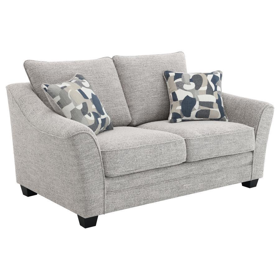 Tomkins - Boucle Upholstered Loveseat - Light Gray Stationary Loveseats by Coaster Fine Furniture - Walls Furniture & Mattress