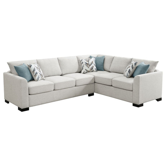 Ashford - Chenille Upholstered Sleeper Sectional Sofa - Greige Stationary Sectionals by Coaster Fine Furniture - Walls Furniture & Mattress
