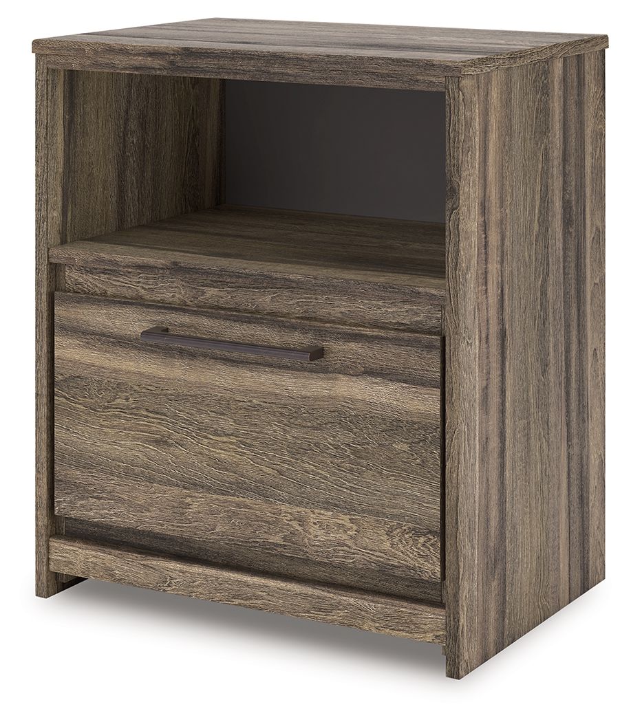 Elbrim - Brown - One Drawer Night Stand Nightstands w/ Charging Stations by Signature Design by Ashley® - Walls Furniture & Mattress