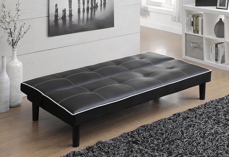 Katrina - Upholstered Tufted Convertible Sofa Bed - Black Futon Sofas by CoasterEveryday - Walls Furniture & Mattress