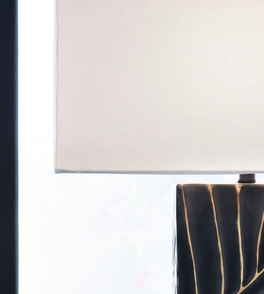 Bartlen - Poly Table Lamp - Black / Gold Finish Table Lamps by Signature Design by Ashley® - Walls Furniture & Mattress