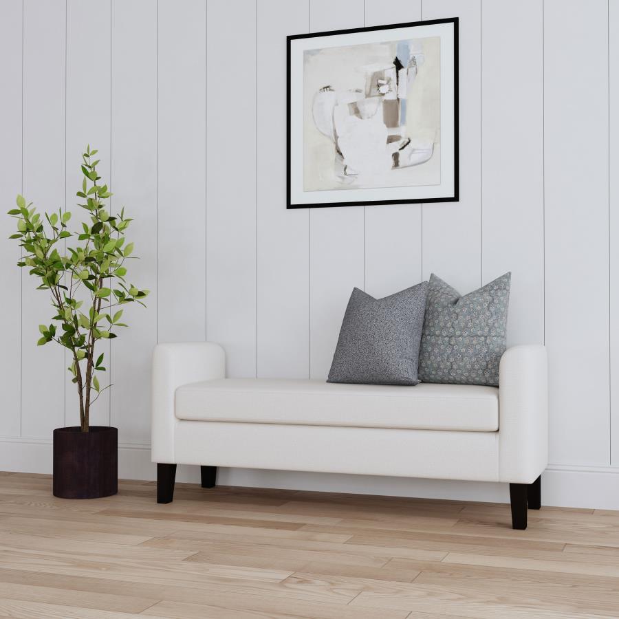 Rex - Fabric Upholstered Accent Bench With Armrests - Vanilla Upholstered Benches by Coaster Fine Furniture - Walls Furniture & Mattress