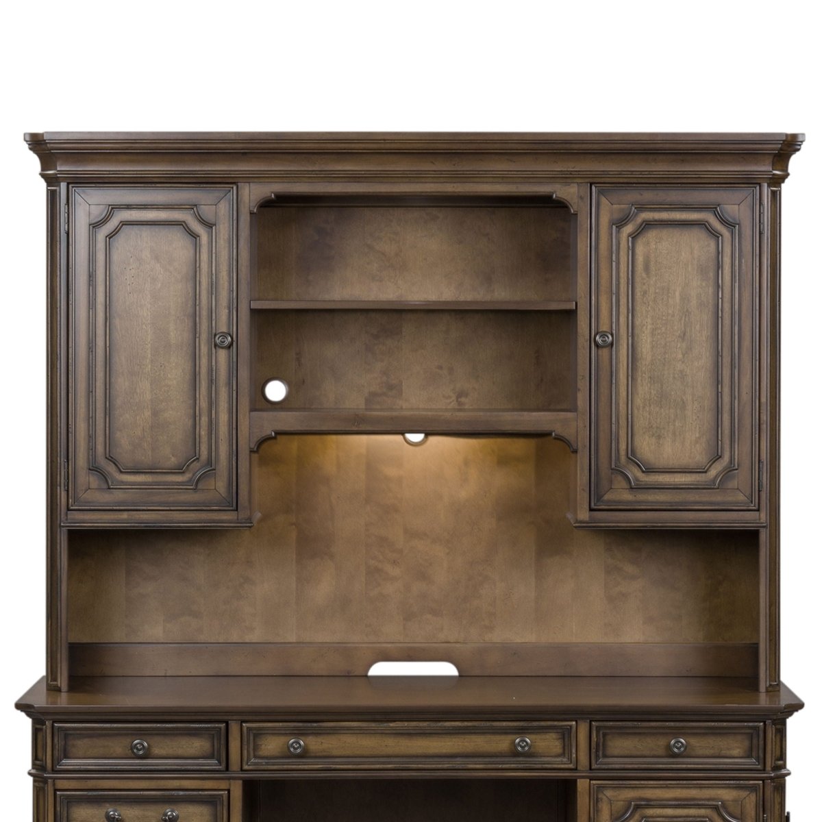Amelia - Jr Executive Credenza Hutch - Dark Brown Hutches by Liberty Furniture - Walls Furniture & Mattress
