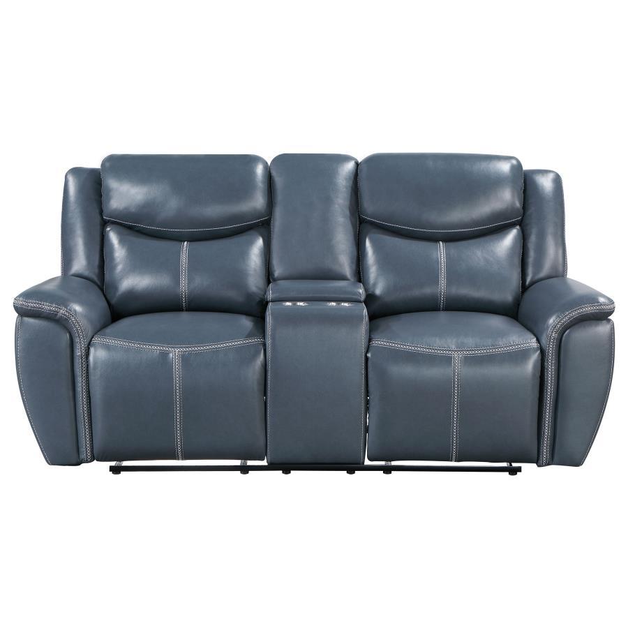 Sloane - Upholstered Padded Arm Reclining Loveseat - Blue Reclining Loveseats by Coaster Fine Furniture - Walls Furniture & Mattress