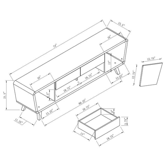 Alvin - 2 Door Engineered Wood TV Stand - Dark Walnut TV Stands by CoasterEssence - Walls Furniture & Mattress