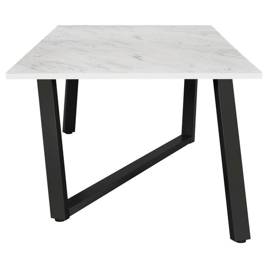 Mayer - Rectangular Faux Marble Dining Table - White Dining Tables by CoasterEssence - Walls Furniture & Mattress