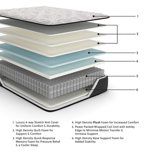 Elite Springs Plush - Mattress Memory Foam Mattresses by Ashley Sleep® - Walls Furniture & Mattress