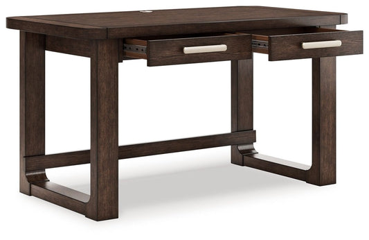 Breckington - Home Office Desk - Dark Brown Writing Desks by Signature Design by Ashley® - Walls Furniture & Mattress