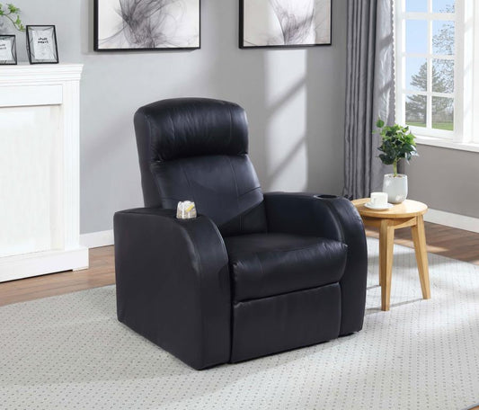 Cyrus - Upholstered Track Arm Recliner - Black Reclining Chairs by CoasterEssence - Walls Furniture & Mattress