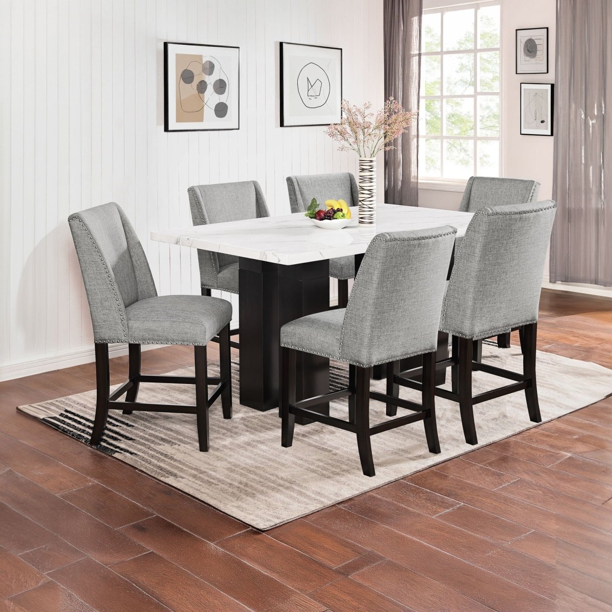 Faust - Adjustable Table Counter Chairs Set 5 Piece Dining Room Sets by New Classic - Walls Furniture & Mattress