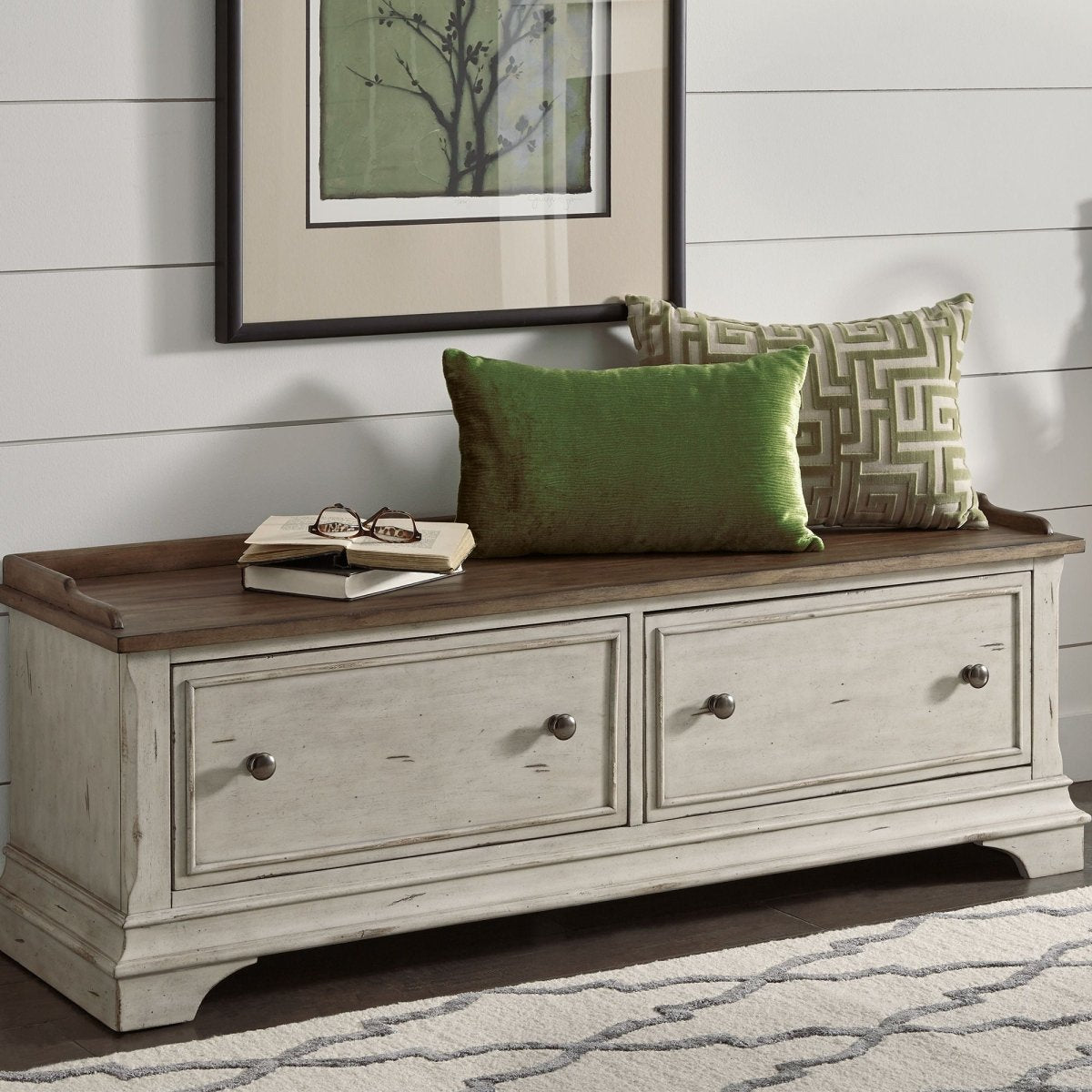 Morgan Creek - Storage Hall Bench - White Storage Benches by Liberty Furniture - Walls Furniture & Mattress