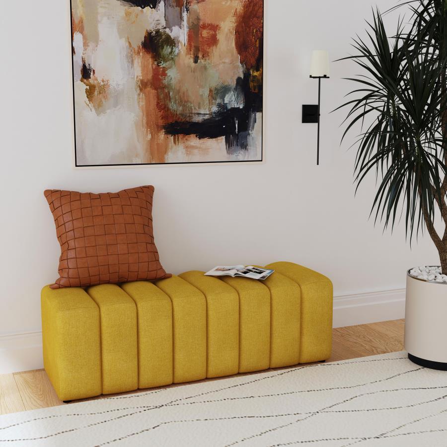 Summer - Fabric Upholstered Tufted Accent Bench Upholstered Benches by Coaster Fine Furniture - Walls Furniture & Mattress