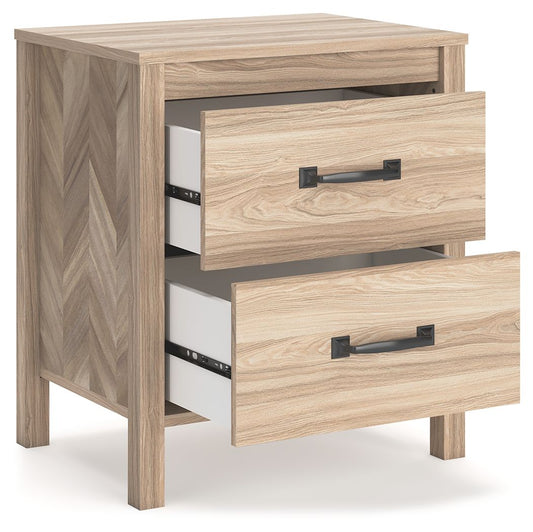 Battelle - Two Drawer Night Stand - Tan Accent Nightstands by Signature Design by Ashley® - Walls Furniture & Mattress