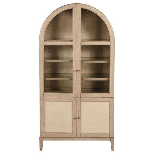 Kailani - 4 - Door Cane Dining Vitrine Display Cabinet - Beige Oak Display Cabinets by Coaster Fine Furniture - Walls Furniture & Mattress