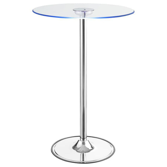 Thea - Round Glass Top LED Bistro Bar Table - Chrome Bar Tables by CoasterEssence - Walls Furniture & Mattress