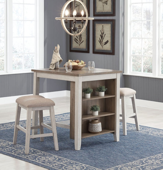 Skempton - RECT DRM Counter TBL Set(Set of 3) - White 3 Piece Dining Room Sets by Signature Design by Ashley® - Walls Furniture & Mattress