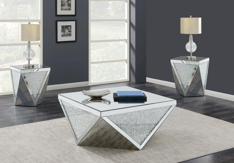 Amore - Mirrored Coffee Table Set Table Sets by Coaster Fine Furniture - Walls Furniture & Mattress
