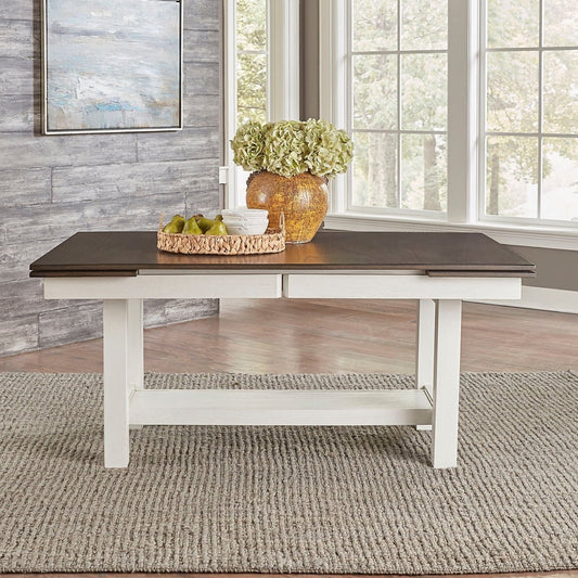 Brook Bay - Trestle Table - White & Brown Dining Tables with Extensions by Liberty Furniture - Walls Furniture & Mattress