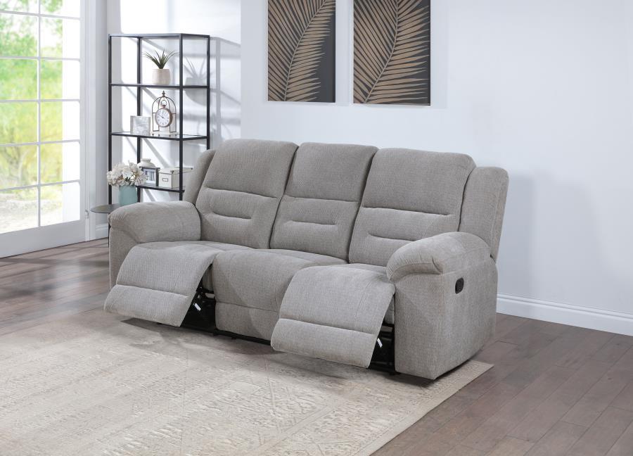 Gilson - Chenille Upholstered Reclining Sofa - Gray Reclining Sofas by Coaster Fine Furniture - Walls Furniture & Mattress