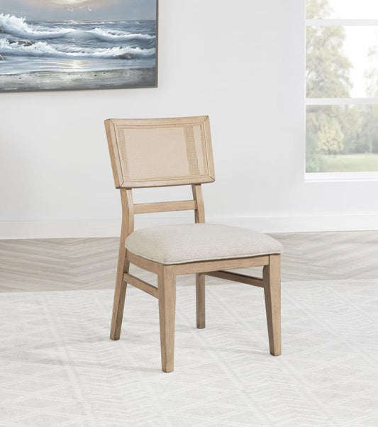 Kailani - Radio Weave Cane Dining Side Chair (Set of 2) - Beige Oak Chair Sets by Coaster Fine Furniture - Walls Furniture & Mattress