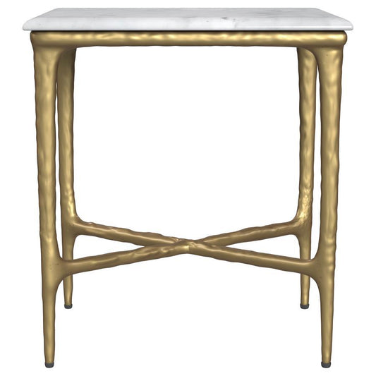 Baldwin - Rectangular Marble Top Side Table - White And Gold Side Tables by Coaster Fine Furniture - Walls Furniture & Mattress