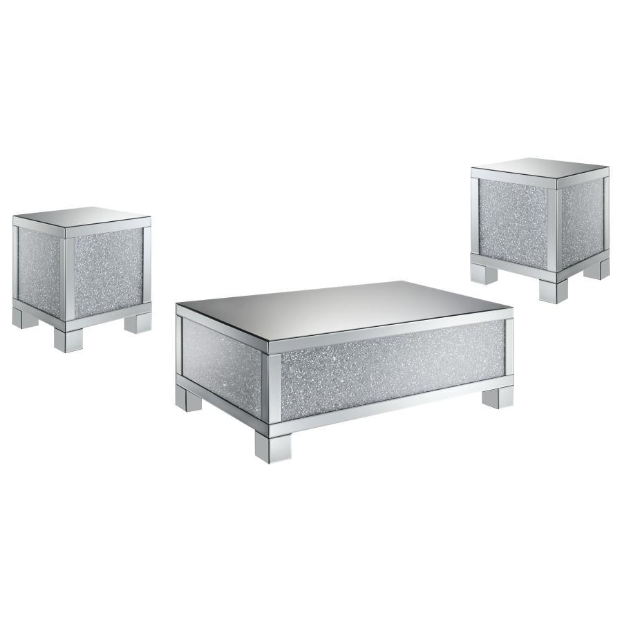 Gillian - Mirrored Coffee Table Set Table Sets by Coaster Fine Furniture - Walls Furniture & Mattress