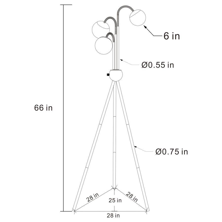 Miley - Spherical Bulb Tripod Tree Floor Lamp - Gold Floor Lamps by Coaster Fine Furniture - Walls Furniture & Mattress