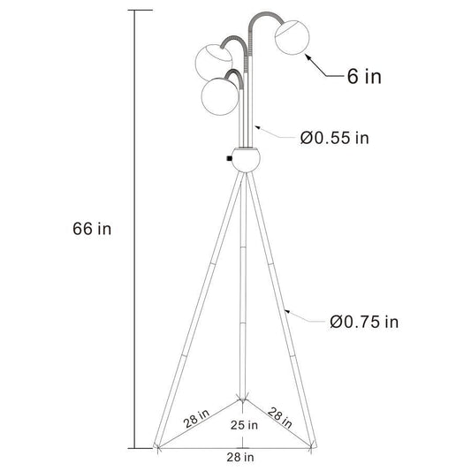 Miley - Spherical Bulb Tripod Tree Floor Lamp - Gold Floor Lamps by Coaster Fine Furniture - Walls Furniture & Mattress