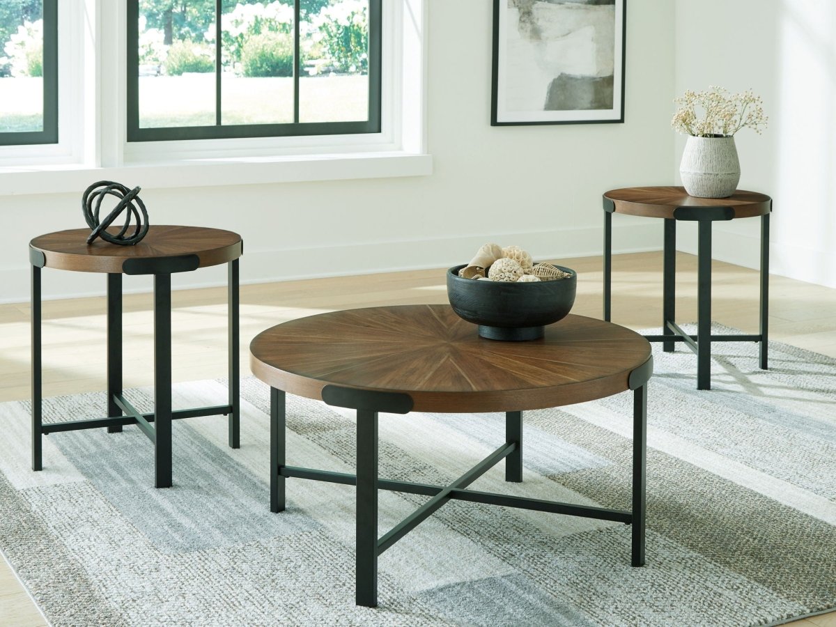 Crosstrail - Brown - Occasional Table Set (Set of 3) Table Sets by Signature Design by Ashley® - Walls Furniture & Mattress