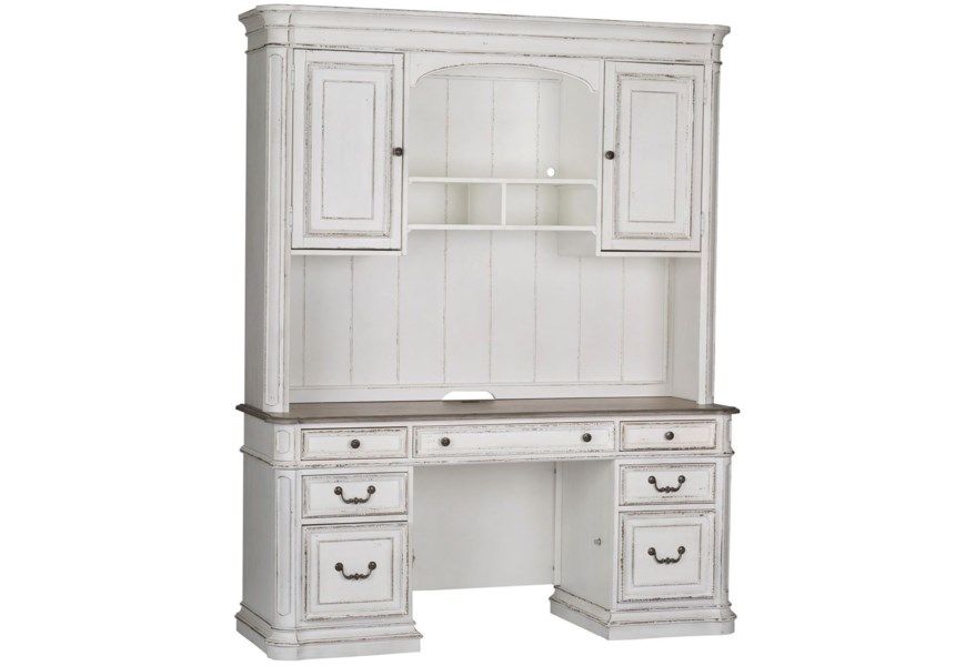 Magnolia Manor - Credenza & Hutch - White Credenzas & Hutches by Liberty Furniture - Walls Furniture & Mattress