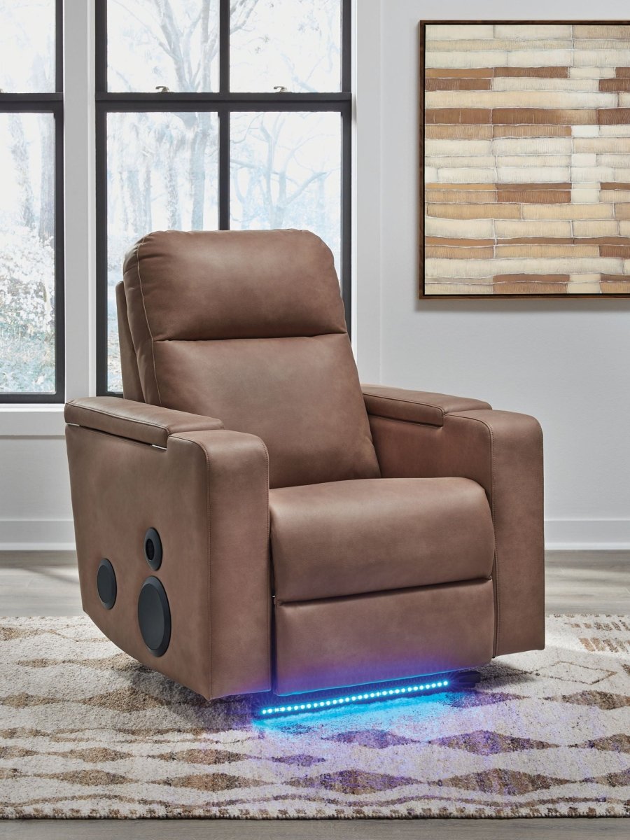 Lorrenton - Glider Power Recliner With Audio System - Caramel Glider Chairs by Signature Design by Ashley® - Walls Furniture & Mattress