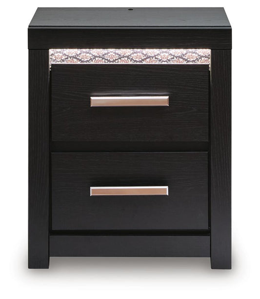 Shoralli - Two Drawer Night Stand - Black Nightstands w/ Charging Stations by Signature Design by Ashley® - Walls Furniture & Mattress