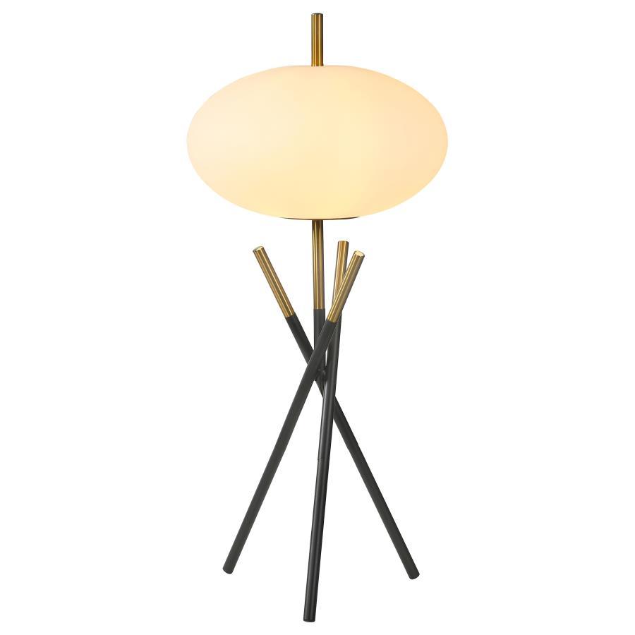 Layton - White Orb Shade Tripod Table Lamp - Black Table Lamps by Coaster Fine Furniture - Walls Furniture & Mattress