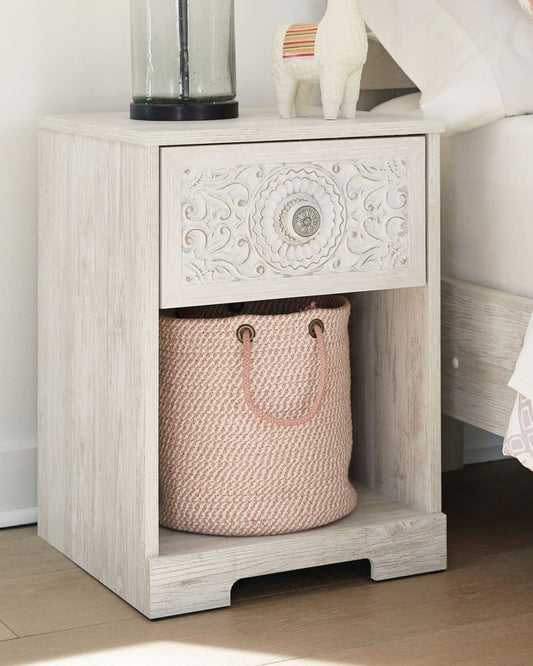 Paxberry - One Drawer Night Stand - Whitewash Accent Nightstands by Signature Design by Ashley® - Walls Furniture & Mattress