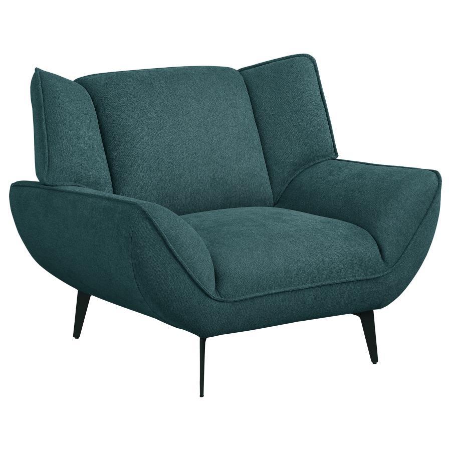 Acton - Upholstered Flared Arm Accent Chair - Teal Blue Arm Chairs by Coaster Fine Furniture - Walls Furniture & Mattress