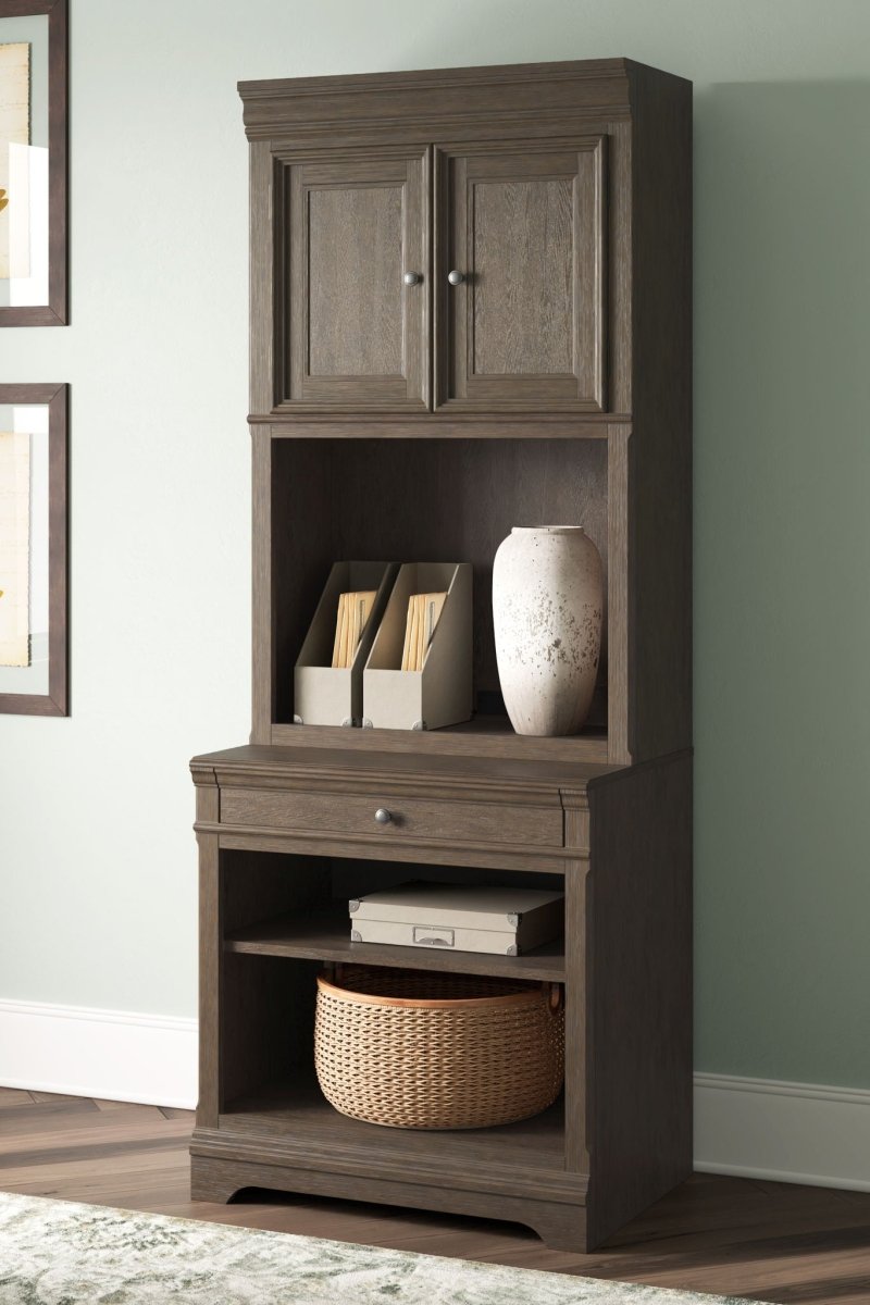 Janismore - Bookcase - Weathered Gray Standard Bookcases by Signature Design by Ashley® - Walls Furniture & Mattress