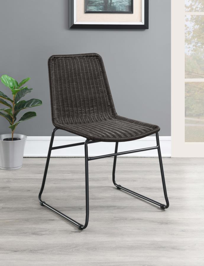 Dacy - Faux Rattan Metal Dining Side Chair (Set of 2) - Brown Chair Sets by CoasterEveryday - Walls Furniture & Mattress