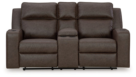 Lavenhorne - Dbl Rec Loveseat W/Console - Granite Reclining Loveseats by Signature Design by Ashley® - Walls Furniture & Mattress