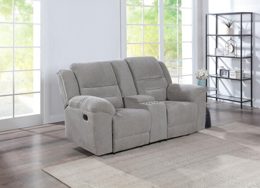 Gilson - Chenille Upholstered Reclining Loveseat - Gray Reclining Loveseats by Coaster Fine Furniture - Walls Furniture & Mattress