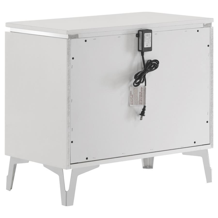 Cassia - 2 - Drawer Nightstand Bedside Table - White High Gloss Accent Nightstands by Coaster Fine Furniture - Walls Furniture & Mattress