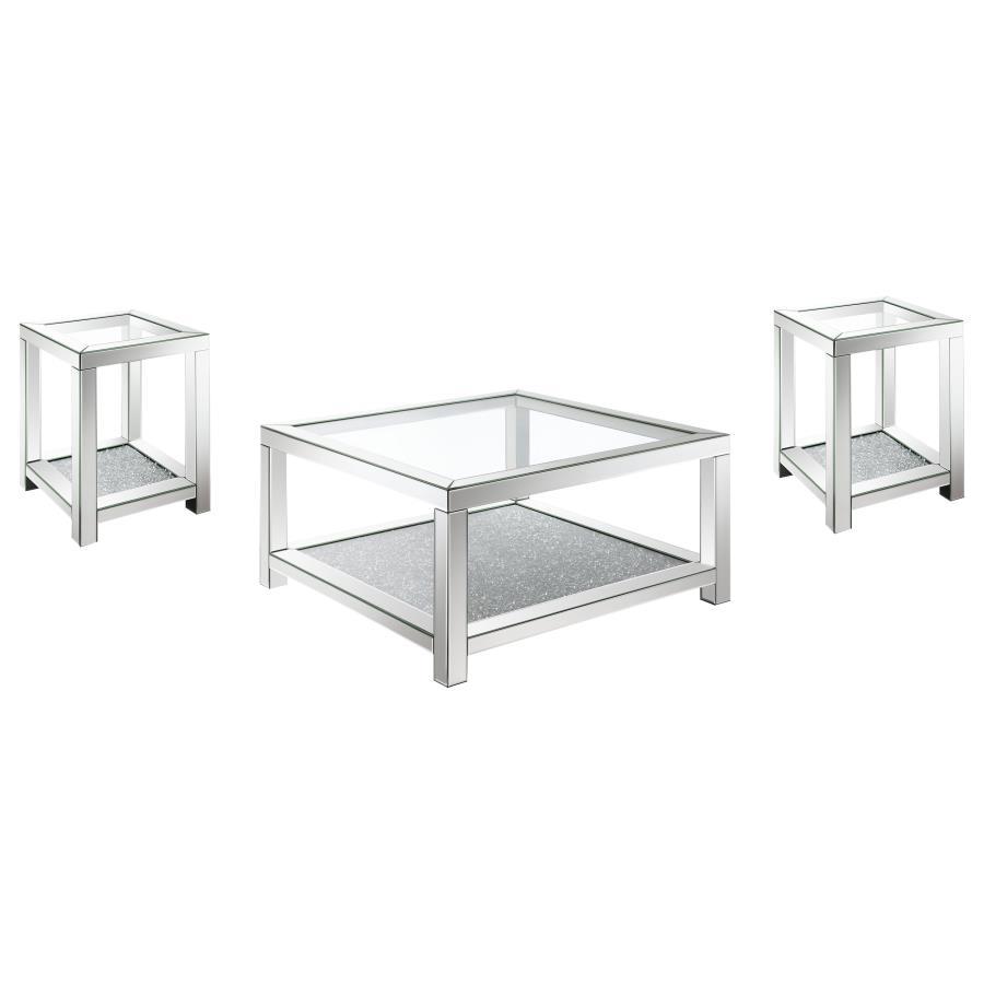 Valentina - Mirrored Coffee Table Set Table Sets by Coaster Fine Furniture - Walls Furniture & Mattress