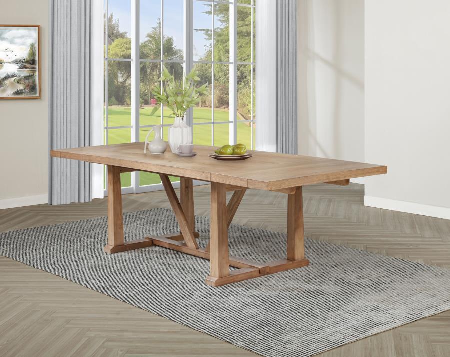 Middleton - 106" Extension Leaf Dining Table - Natural Brown Dining Tables with Extensions by Coaster Fine Furniture - Walls Furniture & Mattress