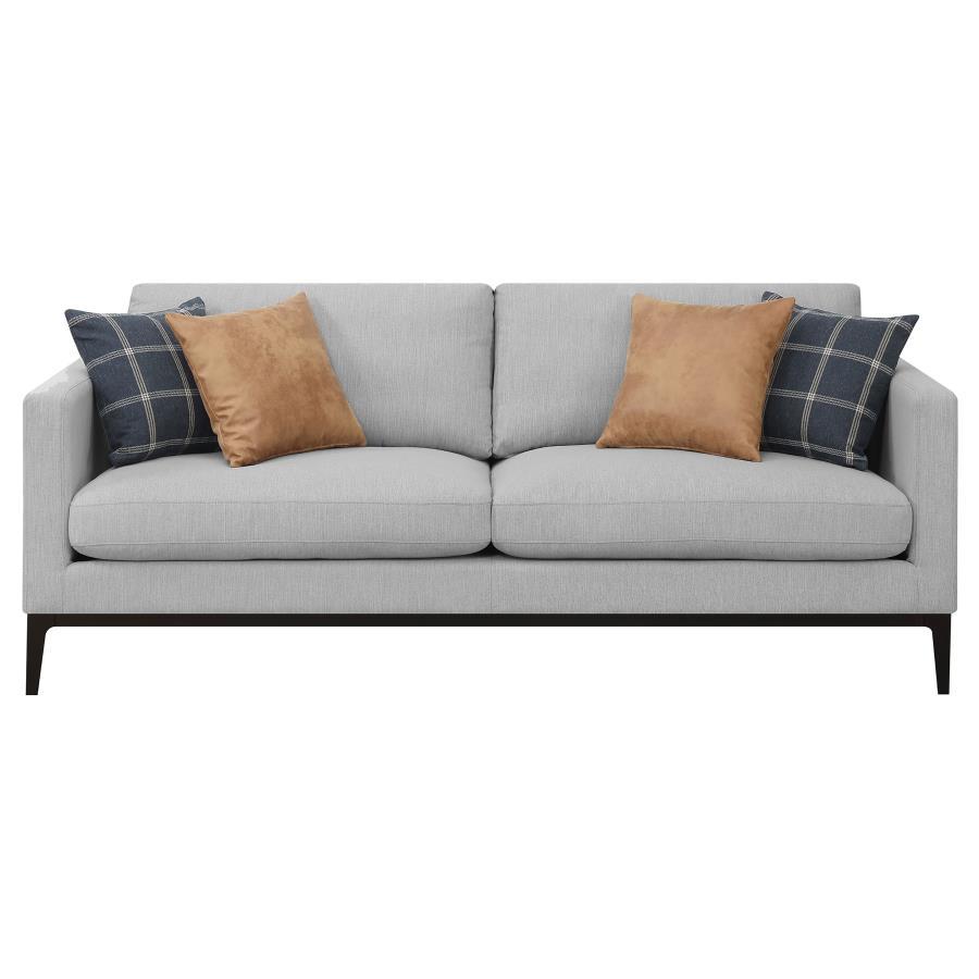 Apperson - Upholstered Track Arm Sofa - Light Gray Stationary Sofas by CoasterElevations - Walls Furniture & Mattress