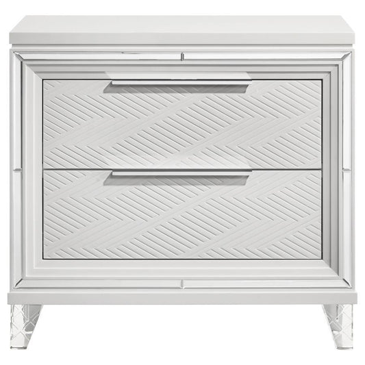 Marmore - 2 - Drawer Nightstand Bedside Table - White Nightstands w/ Charging Stations by Coaster Fine Furniture - Walls Furniture & Mattress