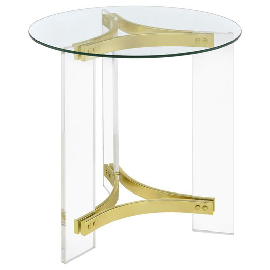 Janessa - Round Glass Top Acrylic Leg Table End Tables by Coaster Fine Furniture - Walls Furniture & Mattress
