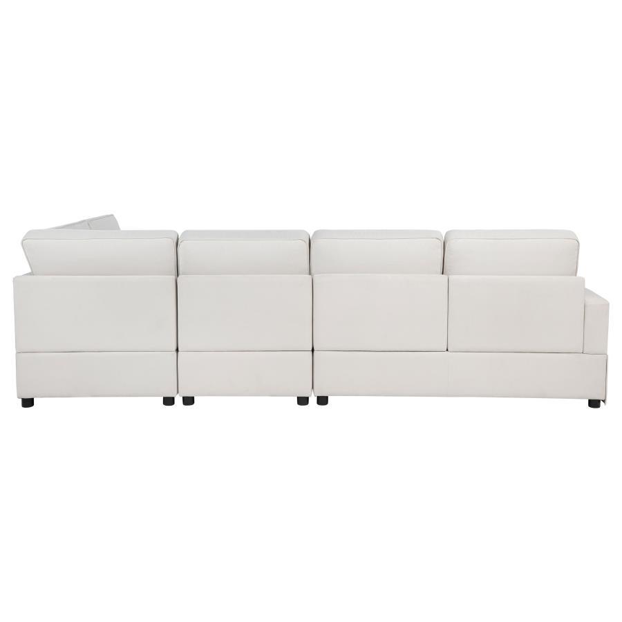 Delmar - Velvet Upholstered Sectional Sofa Skirted Base - Latte Stationary Sectionals by Coaster Fine Furniture - Walls Furniture & Mattress