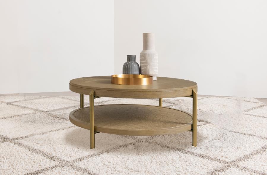 Arini - Round Coffee Table With Storage Shelf Coffee Tables by Coaster Fine Furniture - Walls Furniture & Mattress